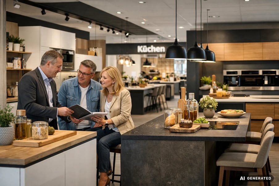 Küchenexperte berät Kunden in Küchenstudio
